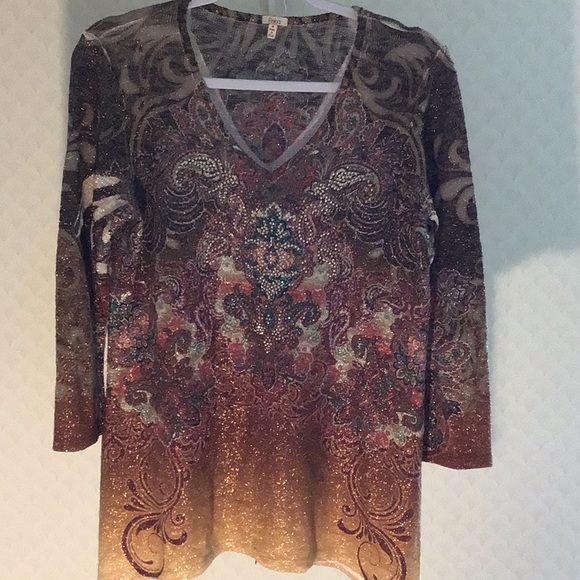 Beautiful sparkling vintage Reba sweater blouse - Picture 1 of 7
